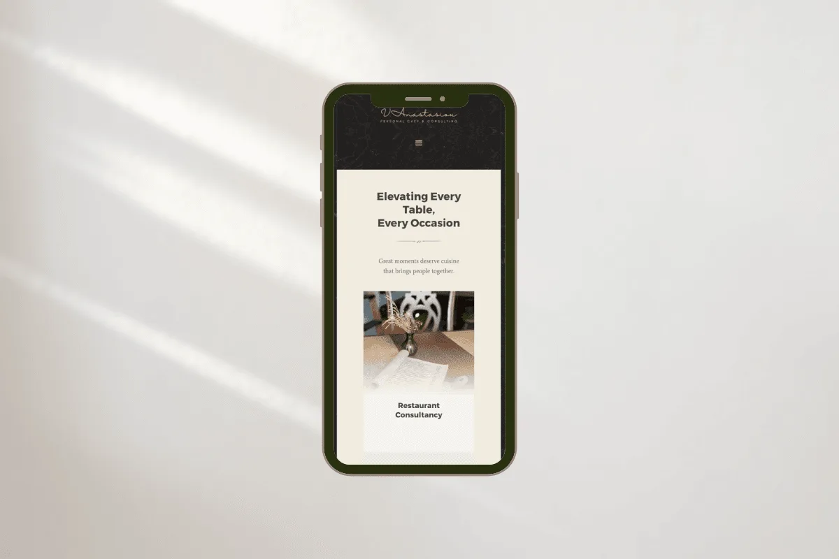Personal brand website for private chef Vasilis Anastasiou