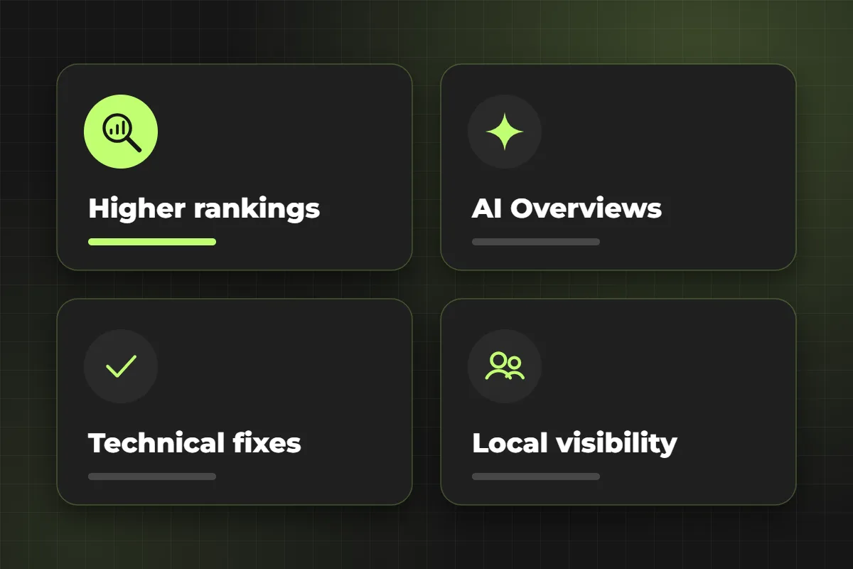 SEO benefits: higher rankings, AI Overviews, local visibility